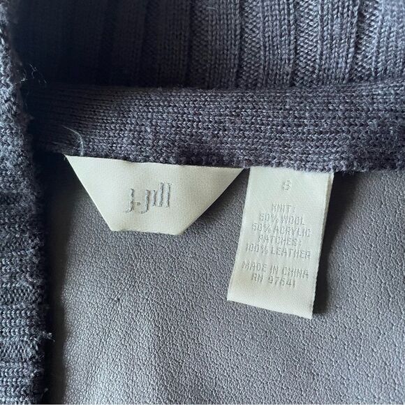 Vintage 90s J. Jill suede leather wool sweater jacket  S women’s button down - Picture 2 of 8